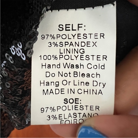 Windsor Black Sequin spaghetti Strappy Skater Party Mini Dress sz M Like New - Picture 8 of 17